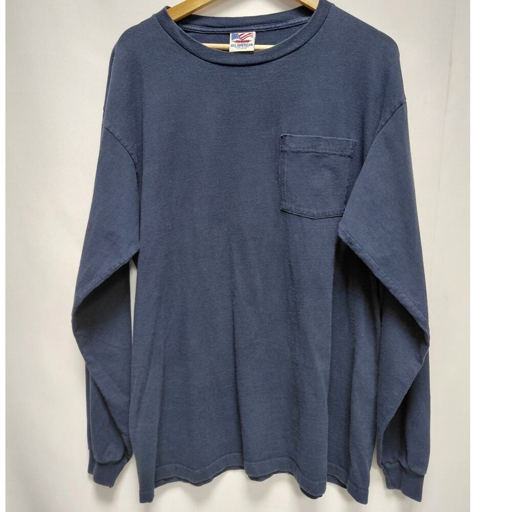 Jensen Activewear All American Made in USA Long Sleeve T-Shirt Blue Size XL